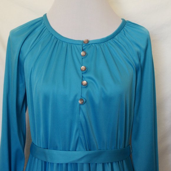 Sunshine Alley Blue Turquoise Pleated Skirt Dress Vintage - Picture 3 of 12